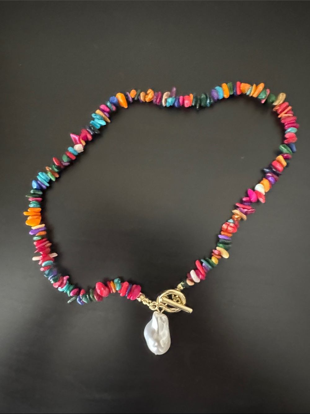 New! Colorful Multicolor Beaded Pearl Dopamine Necklace NWOT 5072